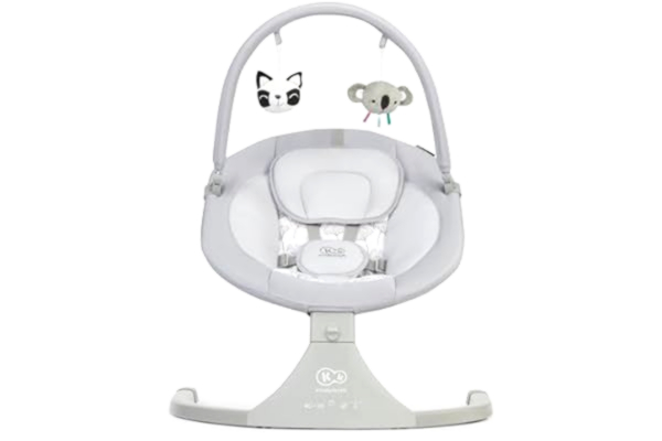 KinderKraft Kinderkraft Elektrisk babygunga, 2 i 1 LULI, babygunga, babystol, med lekbåge, 12 melodier med 5 steg, praktisk och intuitiv styrenhet, bekväm grenrem, från födseln, grå