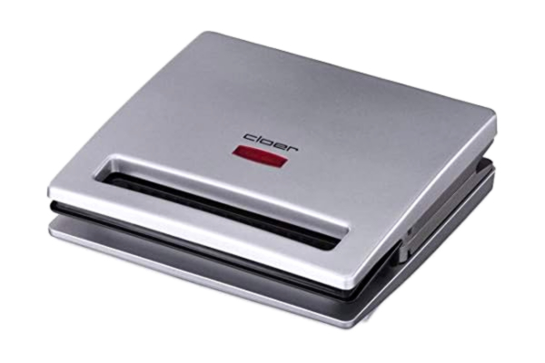 Cloer  6219 Smörgåsmakare, 900 W, för 2 smörgåsar halverade diagonalt, meddelande om optiskt slutförande, silver