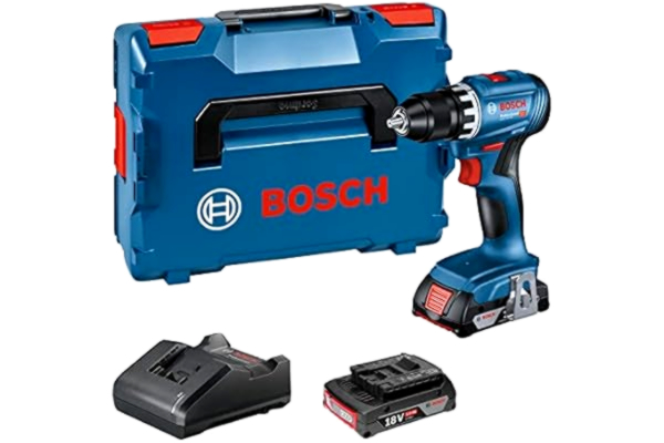 Bosch  Professional 18V System sladdlös borrmaskin GSR 18V-45 (varvtal på 1 900 v/min, 2 x 2,0 Ah-batterier, laddare GAL 18V-20, i L-BOXX)