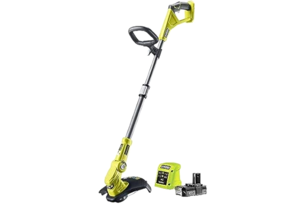 Ryobi RYOBI 18 V ONE+ sladdlös grästrimmer RLT183220S (25–30 cm skärbredd, 3-faldig skärvinkeljustering, teleskopstil för bekväm arbetsställning, inkl. 1 x 2,0 Ah batteri och laddare)