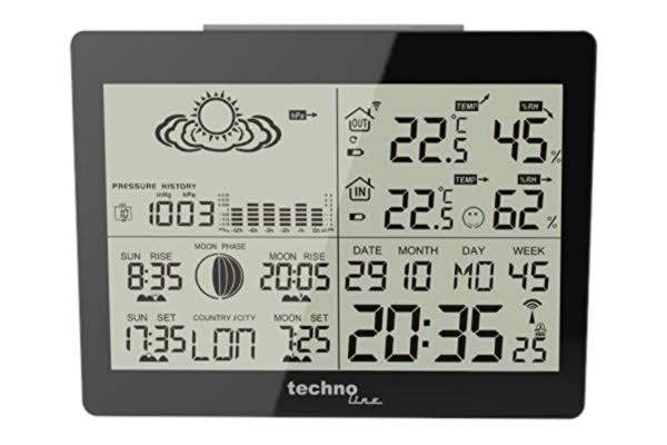 Technoline  WS 6760 Weather Station and Radio Controlled Clock timing signal from Frankfurt Germany