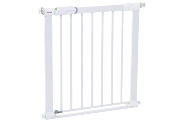 Safety 1st  Flat Step Gate, Baby Säkerhetsgrind, 73–80 cm (max. 101 cm), Ultraplatt tröskel, "Keep Open" Trappgrind Barn, Enhandsöppning, Installation utan Skruvar (Ingen Borrning), White