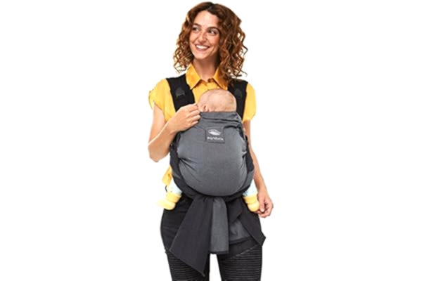 Manduca manduca Duo - Hybrid of Baby Carrier and Sling, Innovative Click &Tie System, Baby Slip-Through-Protection, Removable Hip Belt, Organic Cotton and Mesh, from Birth to 15kg (Grey)
