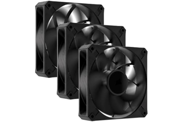 Corsair CORSAIR RS120 MAX 120 mm Extra Tjock PWM-Fläktar – Högt Statiskt Tryck – Struktur För Flytande Kristallpolymerer – Trepack – Svart