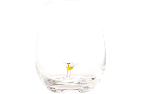 Bloomingville  Misa Collection handgjort klart dricksglas � unik blomdesign, 560 ml kapacitet, idealisk f�r personliga bordsinst�llningar � h�llbar, livsmedelsgodk�nd, t�l diskmaskin och mikrov�gsugn