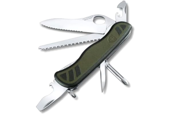 Victorinox  fickkniv schweizisk armékniv 08 (10 funktioner, enhandslåsblad, träsåg) grön/svart