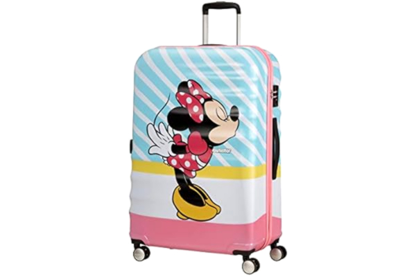 American Tourister  wavebreaker disney, Wielokolorowy (Minnie Pink Kiss), L (77 cm - 96 L), Spinner L (77 cm - 96 l)