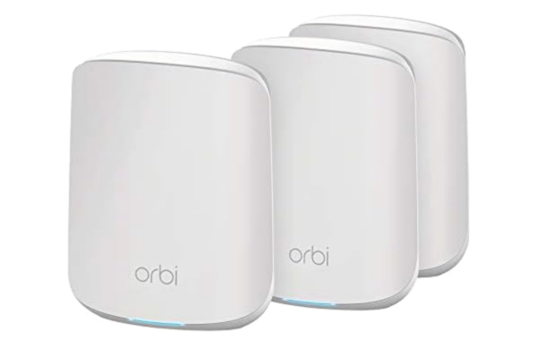 Netgear NETGEAR Orbi Mesh WiFi System (RBK353)|WiFi 6 Mesh Router with 2 Satellite Extenders|WiFi Mesh Whole Home Dual Band Coverage up to 3,750 sq. ft. and 30 Devices | AX1800 WiFi 6 (Up to 1.8 Gbps), White