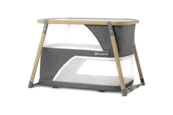 KinderKraft Kinderkraft Resesäng 4-i-1 SOFI, babysäng, barnsäng bedside crib, resesäng med tillbehör, lekhage, modern design, små mått när hopfälld, grå