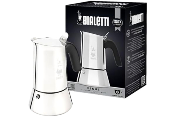 Bialetti  – Nya Venus Induction: Italiensk Kaffebryggare För Espresso I Rostfritt Stål, Passar För Alla Typer Av Spishällar, 6 Koppar (270 Ml), Aluminium, Silver