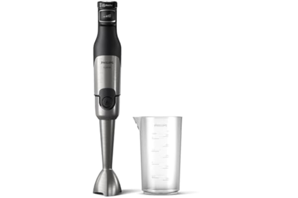 Philips  5000-Serie Stabmixer - 1200W Leistung. ProMix-Technologie. LED-Geschwindigkeitsanzeiger. Stufenlose Geschwindigkeitseinstellung. Kompaktes Design. Leicht zu reinigen. Schwarz (HR2681/00)