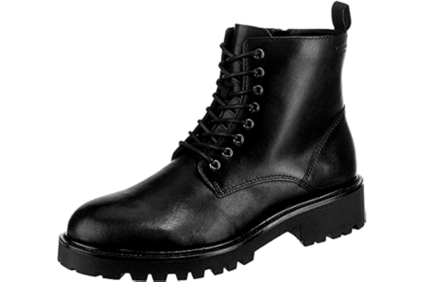 Vagabond  Womens Kenova Black Leather Lace-up Chunky Sole Ankle Boots - Black - 5