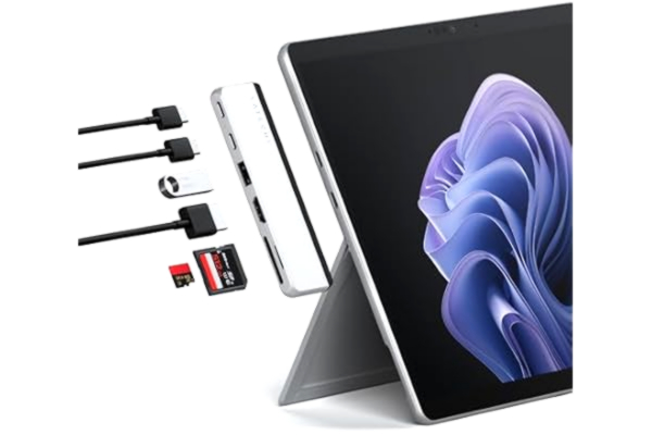 Satechi SATECHI Dual USB-C-hubb för Surface Pro 9, Microsoft Surface Pro 9 dockningsstation med 3.2 USB-A, 4k/60Hz HDMI, USB4 genomströmning, 3.2 USB-C, UHS-I SD/TF-kort