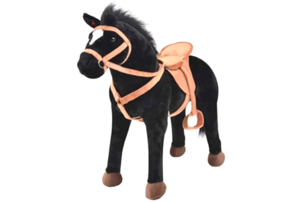 vidaXL  Stående leksakshäst plysch svart
