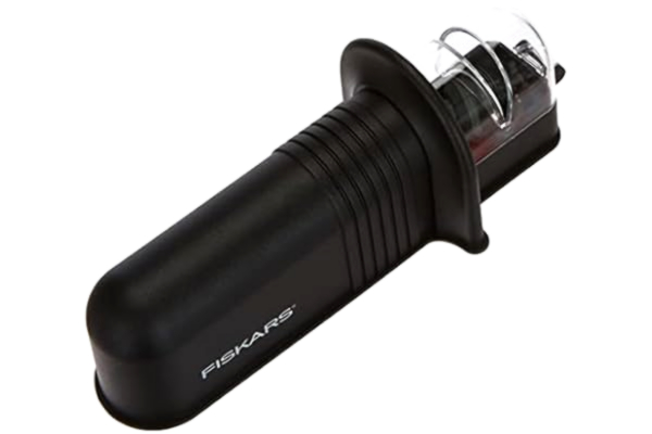 Fiskars  Aiguiseur de couteaux Roll Sharp, Pierre à aiguiser en céramique, Plastique, Noir, Essential, 1023811