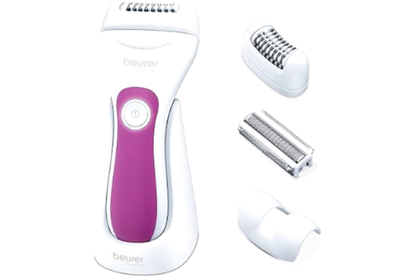 Beurer  HL 76 epilator, 2-i-1 epilering och rakning, brett och flexibelt epilationshuvud med 42 pincetter anpassar sig till kroppens konturer för grundlig hårborttagning, vattentät, starkt LED-ljus