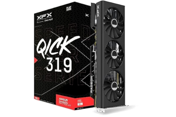 XFX  SPEEDSTER QICK319 RADEON RX 7700 XT SVART spelgrafikkort med 12 GB GDDR6 HDMI 3xDP, AMD RDNA 3 (RX-77TQICKB9)