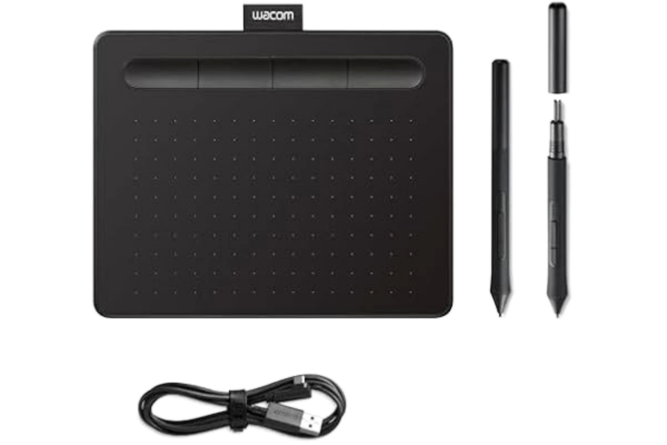Wacom  Intuos Small, ritplatta, mobil grafisk platta för att måla, skissa och retuschera foton med en kreativ programvara för nedladdning, svart – idealisk för hemarbete och distansutbildningar