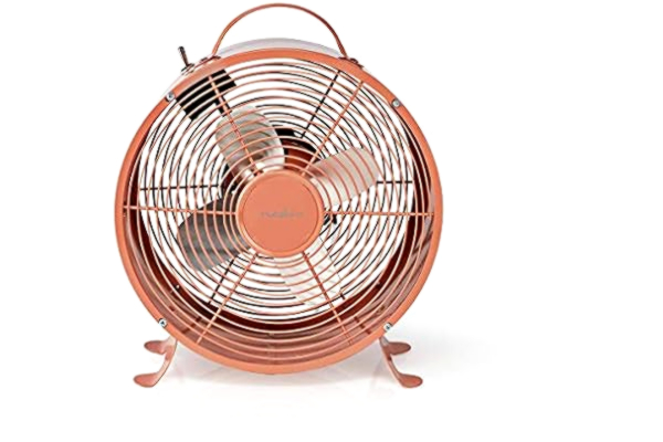 Nedis NEDIS Retro Desk Fan 9-inch cm, 2-Speed Vintage Air Cooler 25 cm with Carrying Handle, Pink