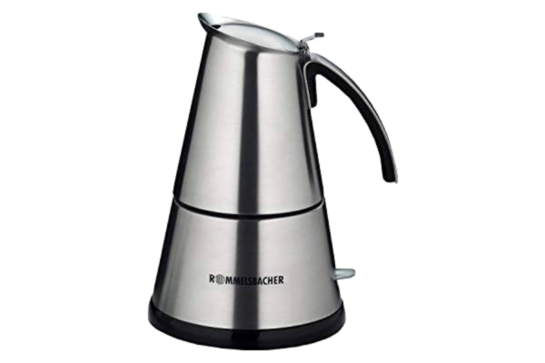Rommelsbacher  Espresso spis EKO 366/E, elektrisk, högkvalitativ rostfri stålkanna, filterinsats för 3 eller 6 koppar, dolt värmeelement, 360° centralbas, automatisk avstängning, 365 W