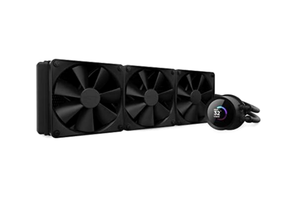 NZXT  Kraken Elite 360-360 mm AIO CPU-vätskekylare - Anpassningsbar 2,36” vidvinkel LCD-skärm för GIF, bilder, prestandamätningar och mer - 3 x F120P-fläktar - Svart