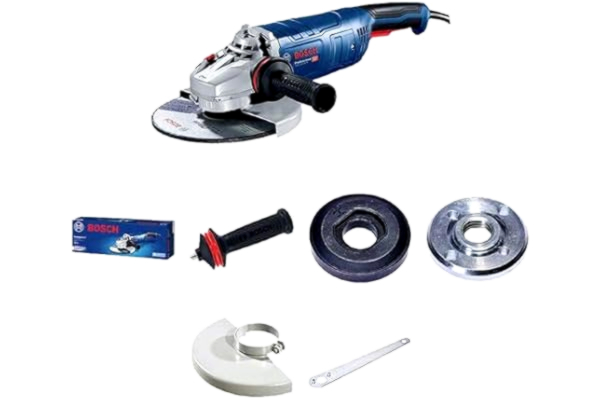 Bosch  Professional vinkelslip GWS 24-230 P (2 400 watt, inkl. vibrationsreducerande stödhandtag, fästfläns, spännmutter, sprängskydd, stiftnyckel, kartong)