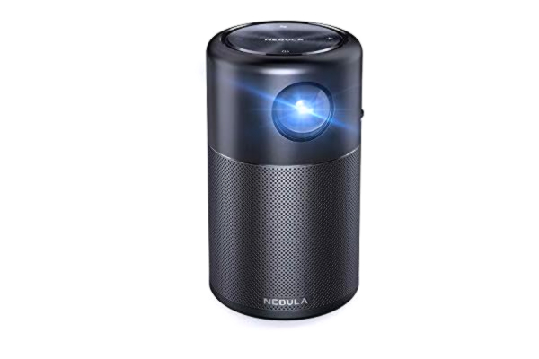 Nebula  Capsule,par Anker,Mini projecteur Wi-FI Intelligent,100 lumens Ans,Enceinte 360°,projecteur de Films,Image 100 Pouces,autonomie de Lecture vidéo de 4 Heures,Divertissement à Domicile