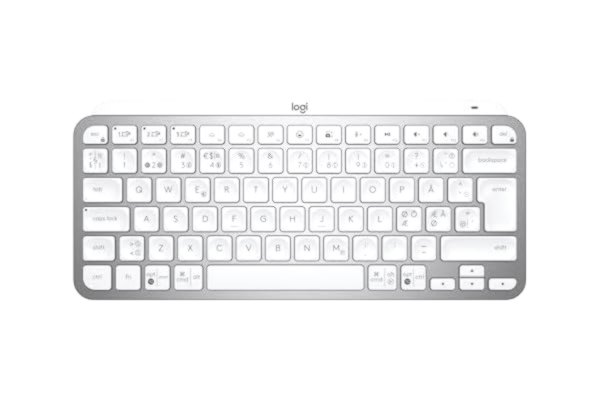Logitech  MX Keys Mini Minimalistiskt Trådlöst Belyst Tangentbord, Kompakt, Bluetooth, Bakgrundsbelyst, USB-C, Kompatibel med Apple macOS, iOS, Windows, Linux, Android, PAN QWERTY - Ljusgrå