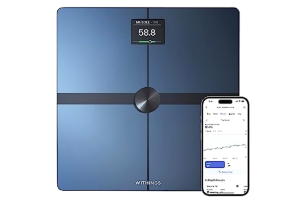 Withings  Body Smart - WIFI-ansluten våg med avancerad kroppssammansättning (vikt, kroppsfett/muskulatur/benmassa, vatten, visceralt fettindex), personvåg, upp till 8 användare, vit