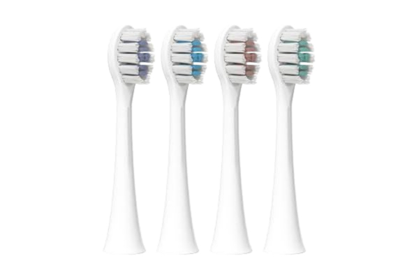 Be Lucent  Prism Toothbrush Heads - 4-Pack Replacement Heads for Sonic Toothbrush. Multicolour. Soft DuPont Bristles. Built-in Tongue Scraper. For Sensitive Gums