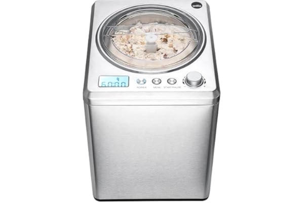 Wilfa  VANILLA glassmaskin – 2,5 liter – självkylande kompressor 250 W – timerfunktion – kylhållningsfunktion – avtagbar isbehållare (silver)