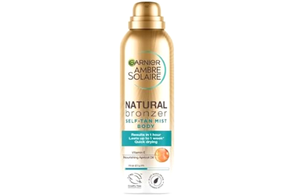 Garnier , brun-utan-sol-sprej för kroppen, ger huden solkysst lyster på en timme, Ambre Solaire Natural Bronzer Self-tan Body Mist, 150 ml