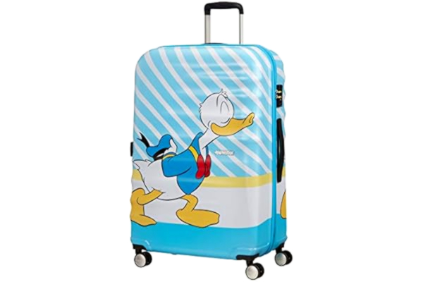 American Tourister  wavebreaker disney, Wielokolorowa (Donald Blue Kiss), L (77 cm - 96 L), Spinner L (77 cm - 96 l)