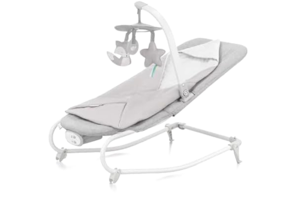 KinderKraft Kinderkraft Babysitter FELIO2, babygunga, elektrisk vagga, babysäng, hopfällbar, liggläge, med tillbehör, avtagbar lekbåge, vibration, grå