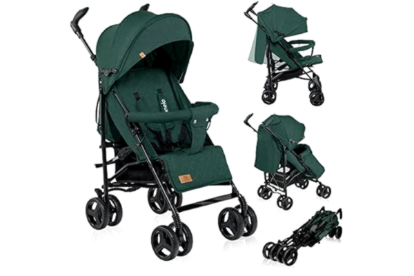 Lionelo LIONELO Irma opvouwbare wandelwagen, ultralichte constructie 7kg, voor kinderen tot 15 kg, rugleuningverstelling, verstelbare handgreep, 5-punts veiligheidsgordels, snel inklapsysteem, geveerde wiele (Groen)