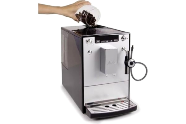 Melitta  SOLO & Perfect Milk E957-103, helautomatisk kaffemaskin med cappuccinatore och automatiskt rengöringsprogram, silver