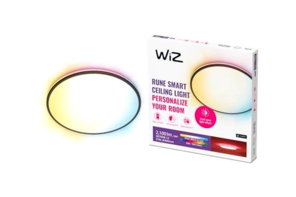 WiZ  Rune Taklampa (WiZ Color), Svart - Smart LED belysning (WiFi och Bluetooth), 22W, 2700-6500 Kelvin, Dimbar i kallvitt till varmvitt + 16 miljoner färger