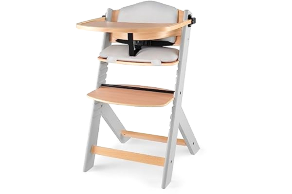 KinderKraft Kinderkraft Hög barnstol 3 i 1 ENOCK, med Kudde, Matningsstol, Ergonomiskt, avtagbar Bricka, 5-graders sitthöjdsjustering, tidlös design, till 10 år, Grå