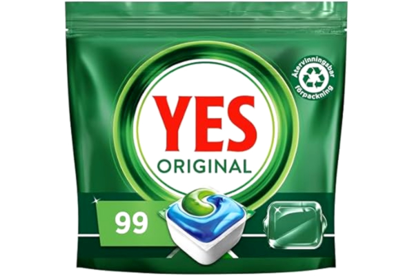 Yes  Original All In One Maskindiskmedel, 99 Diskmaskinstabletter, Effektiva Även På Intorkat Fett