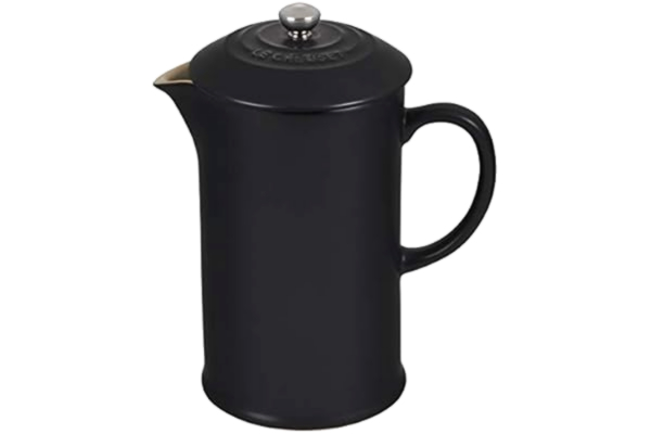Le Creuset  Cafetière French Press van aardewerk met roestvrijstalen stamper, 1 liter, voor 3-4 kopjes, satijnzwart, 91028200000000