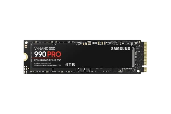 Samsung  990 PRO NVMe M.2 SSD, 4 TB, PCIe 4.0, läshastighet på 7 450 MB/s, skrivhastighet på 6 900 MB/s, intern SSD för gaming och videoredigering, MZ-V9P4T0BW