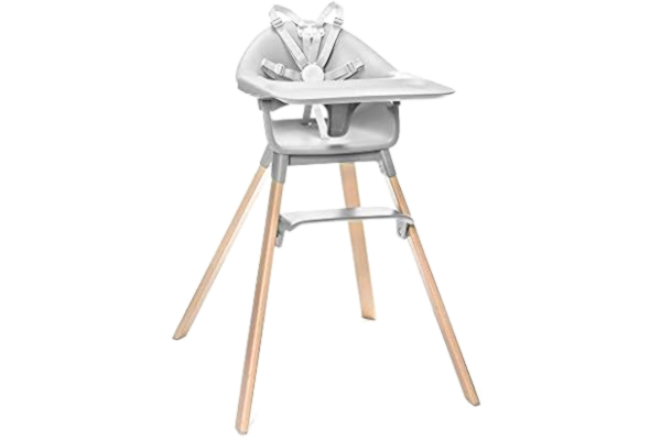 Stokke  Clikk High Chair - Adjustable Grow-Along Chair for Children with Tray and Safety Harness - Suitable from 6 Months to 3 Years - Colour: Cloud Grey
