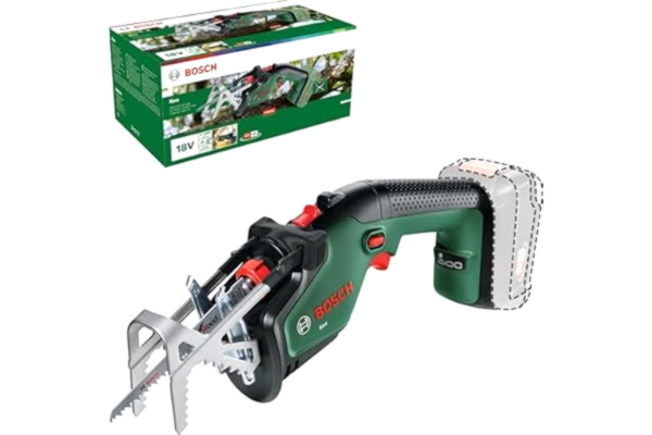 Bosch  Home and Garden Bosch sladdlös trädgårdssåg/sticksåg/återgående såg/reciprosåg (utan batteri, 18 voltsystem, skärkapacitet 80 mm, med schweizisk precisionssågblad för trä, i kartong)