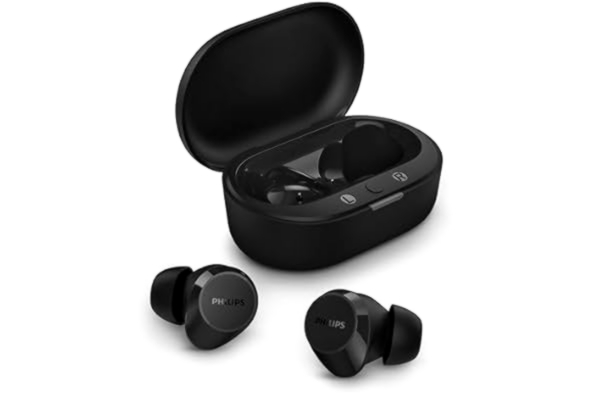 Philips  TAT1209BK Äkta trådlösa In Ear Bluetooth-hörlurar – Små öronsnäckor, Fantastiskt värde, Naturligt ljud med dynamisk bas, Tydliga samtal och laddfodral i fickformat - Svart (Black)