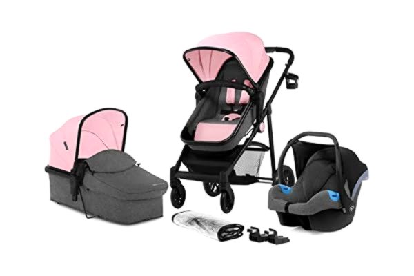 KinderKraft Kinderkraft Poussette 3 en 1 JULI, Landau Bébé, Siège Auto et Accessoires, Rose