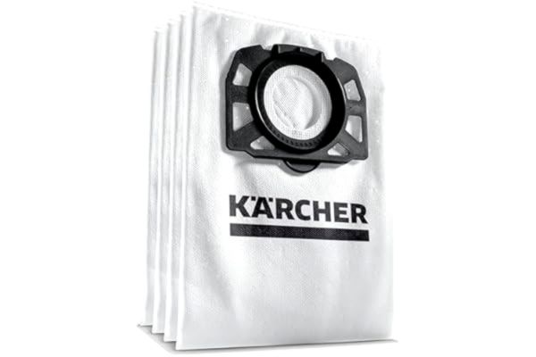 Kärcher  fleecefilterpåsar 4 st sats, slitstarka, hög dammretention, för WD grovdammsugare