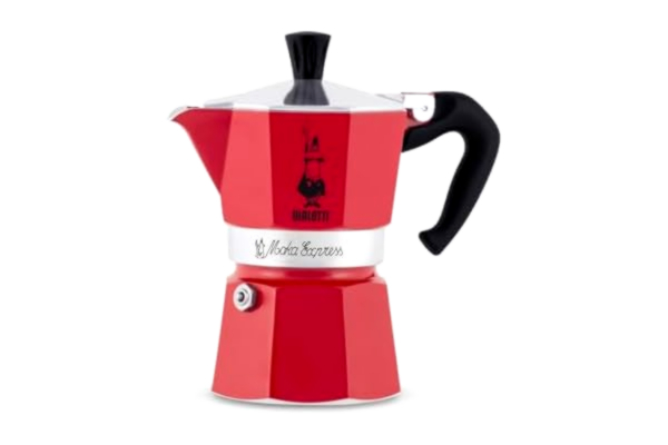 Bialetti  – Moka Express: Klassisk Espressobryggare För Spishäll, Kokar Riktigt Italienskt Kaffe, Kaffebryggare Moka 6 Koppar (270 Ml), Aluminium, Röd