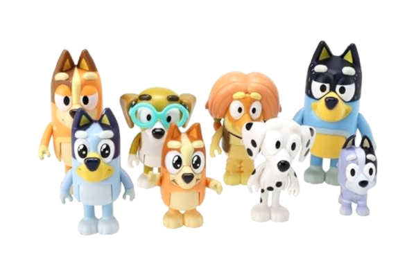 Bluey BLUEY 90077 Leksaksfigurer, Flerfärgad, 8 st