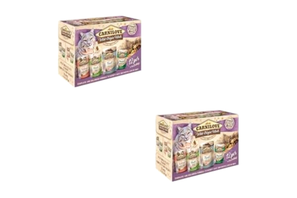 Carnilove  Katt multipack Wild Origins Fillets | dubbelpack | 2 x 12 x 85 g | Helfoder för katter | Njutning av fyra sorter | Med 85 % vildköttsinnehåll
