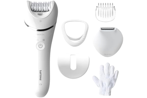Philips  Series 8000 epilator för våt- och torrepilering med sex tillbehör (modell BRE715/00)